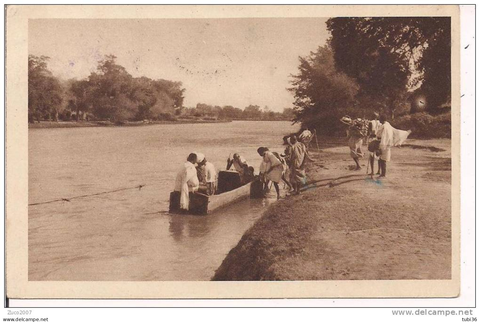 SOMALIA  ITALIANA - UN TRAGHETTO  - CARTOLINA B/N  VIAGGIATA  1927 - PER TRENTO - CENTENARIO FRANCESCANO  CENT. 40 SOMAL - Somalië