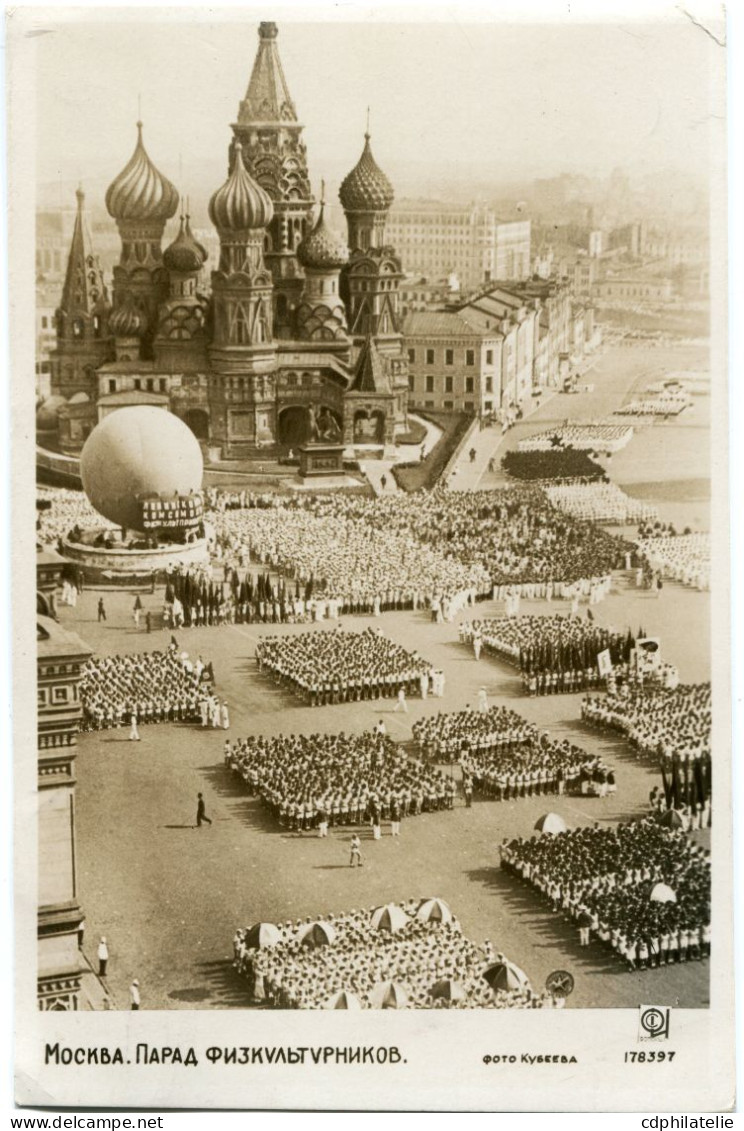 RUSSIE CARTE POSTALE -MOSCOU -PARADE SPORTIVE DEPART MOSCOU 26-9-35 POUR........ - Lettres & Documents