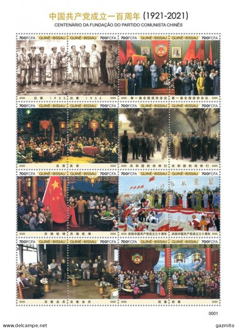 Guinea Bissau 2020, 100th Chinese Communist Party, Paintings III, Mao, Sheetlets - Mao Tse-Tung