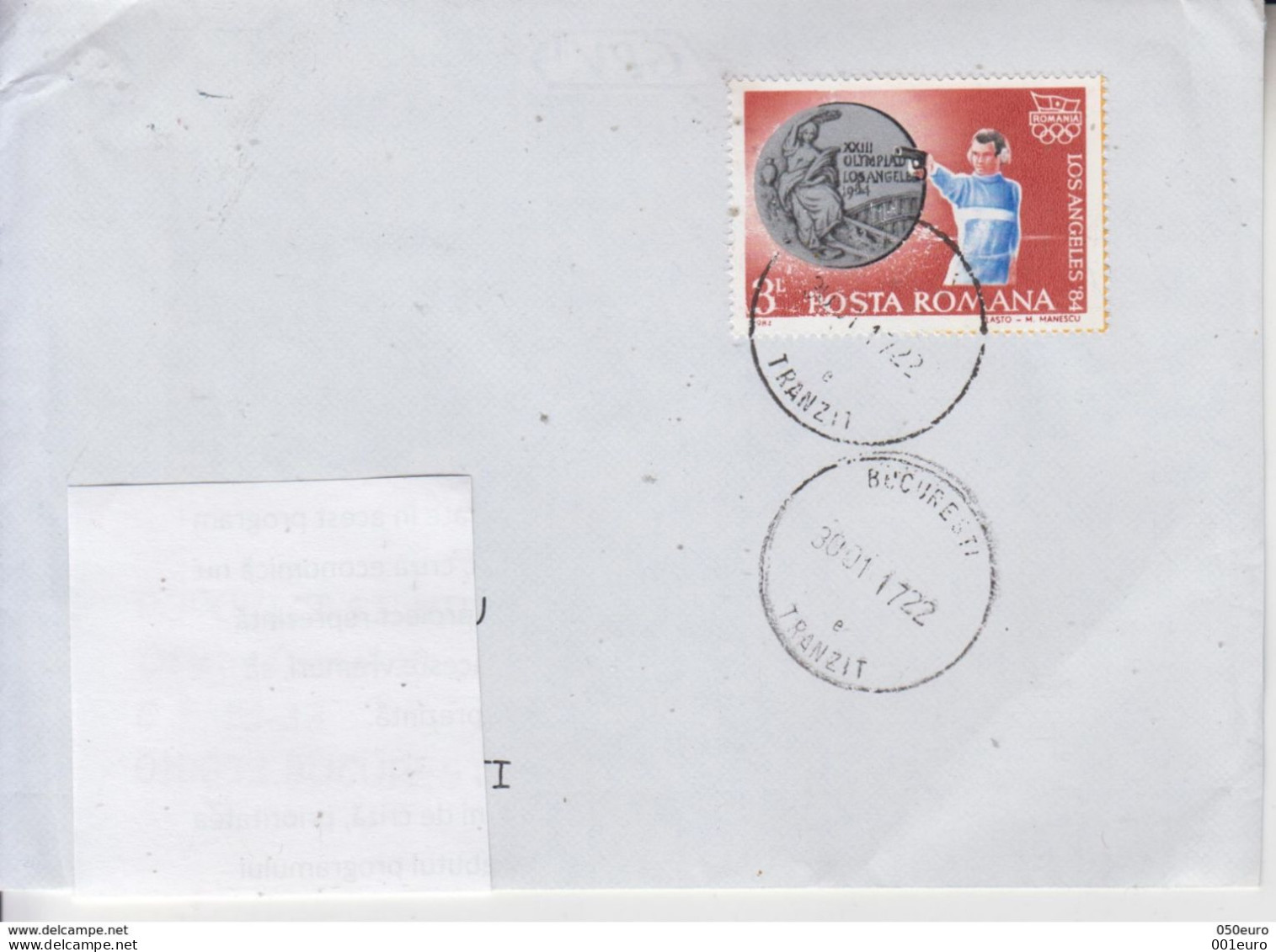 ROMANIA: LOS ANGELES OLYMPIADE - PISTOL SHOOTING On Cover Circulated In ROMANIA #427814367 - Registered Shipping! - Covers & Documents