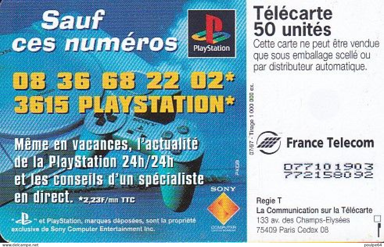 F758  07/1997 - SONY PLAYSTATION ÉTÉ - 50 OB2 - 1997