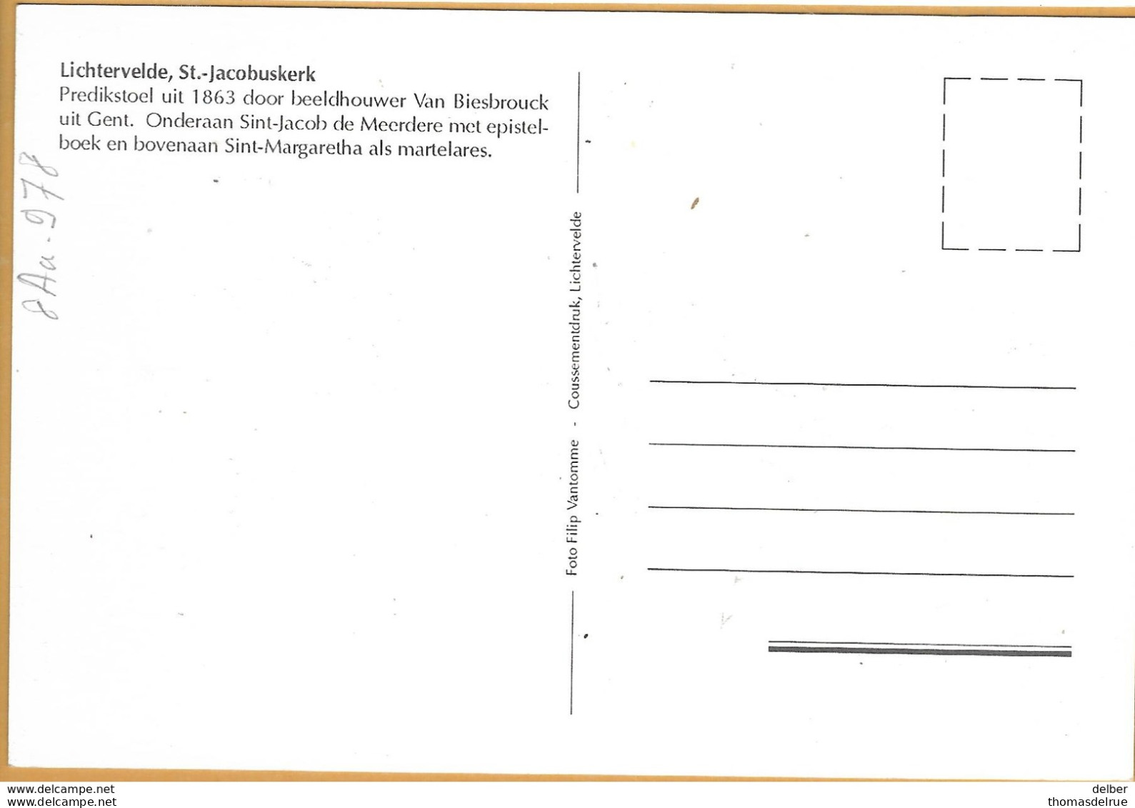 8Aa-978: Lichtervelde St Jacobuskerk..... Predikstoel... - Lichtervelde