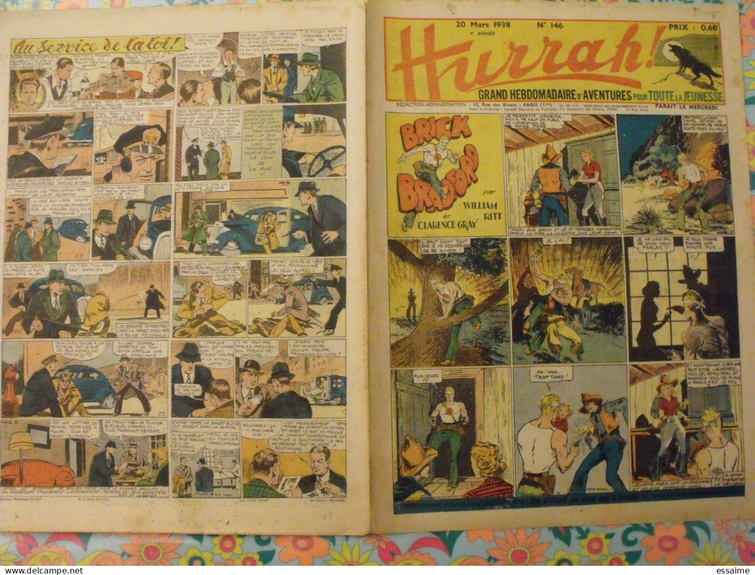 5 n° de Hurrah ! de 1938. Brick Bradford, dick l'intrépide, le roi de la police montée, gordon. A redécouvrir