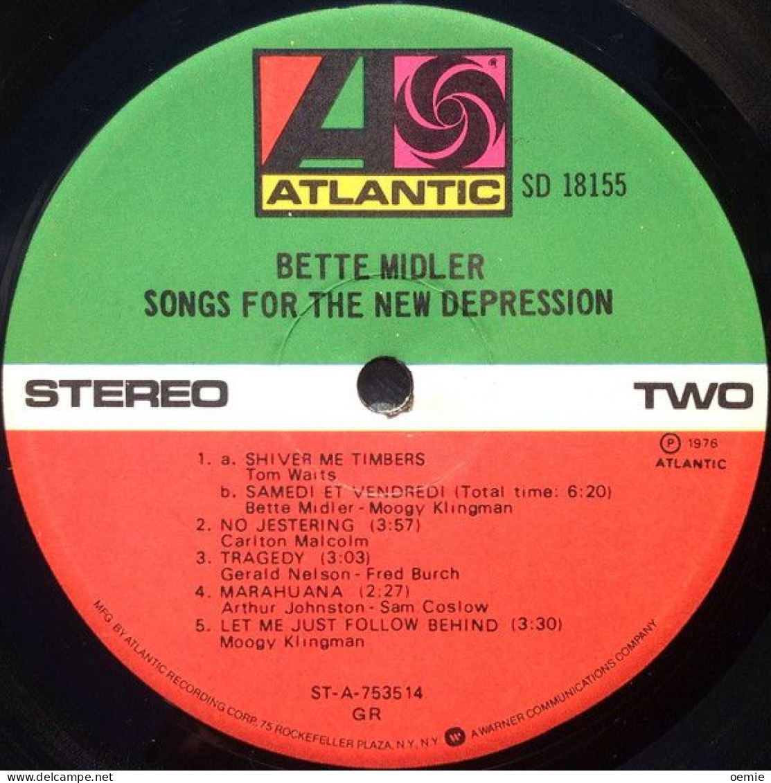 BETTE MIDLER   / SONGS FOR THE NEW DEPRESSION - Sonstige - Englische Musik