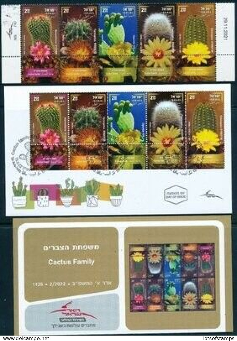 ISRAEL 2022 FLORA CACTUS FAMILY STAMP + FDC + POSTAL BULITEEN - Unused Stamps