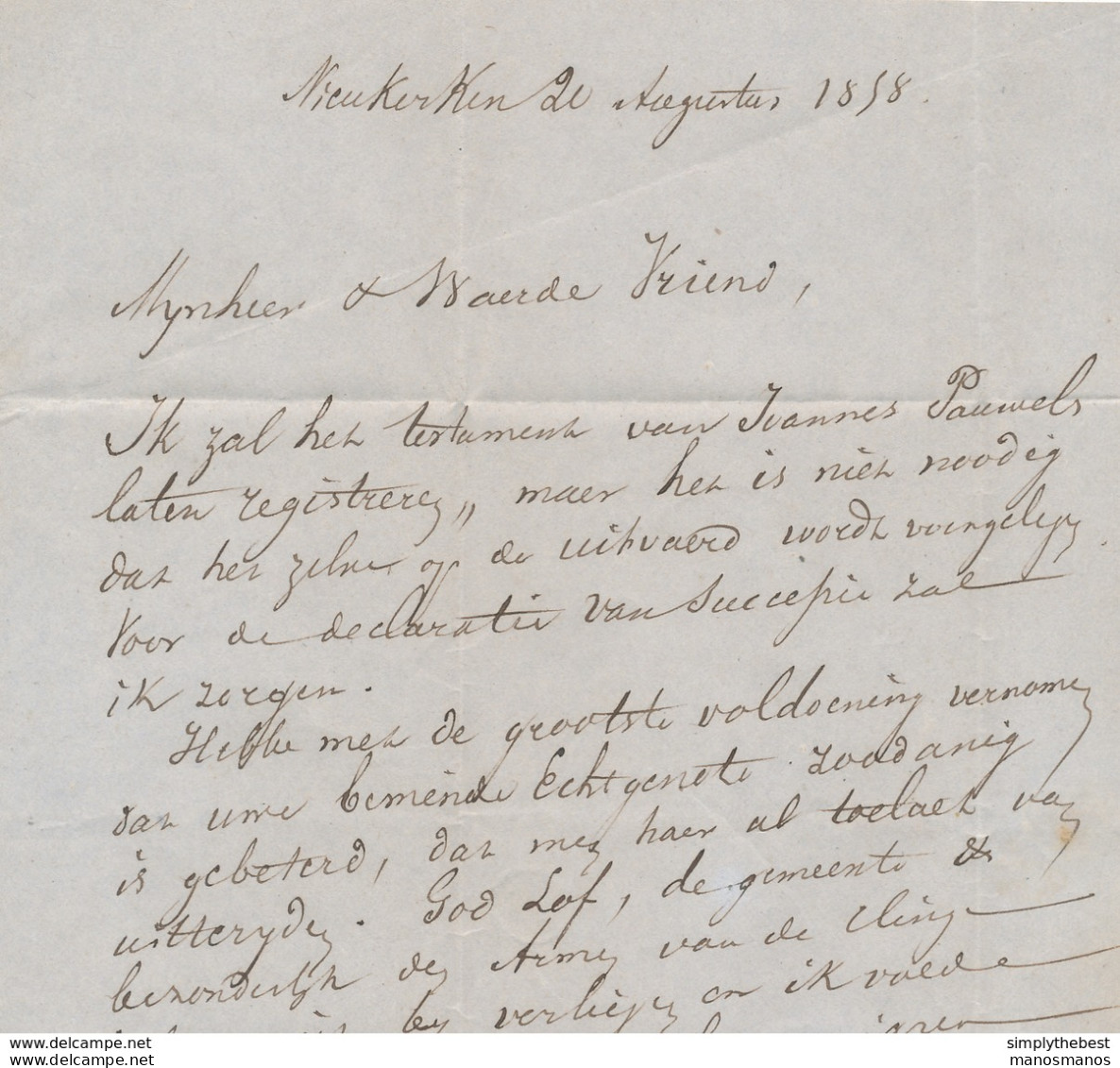 774/28 - Lettre TP Médaillon 10 C (touché) ST NICOLAS 1858 Vers CLINGE - Boite Rurale Z De NIEUKERKEN - Posta Rurale