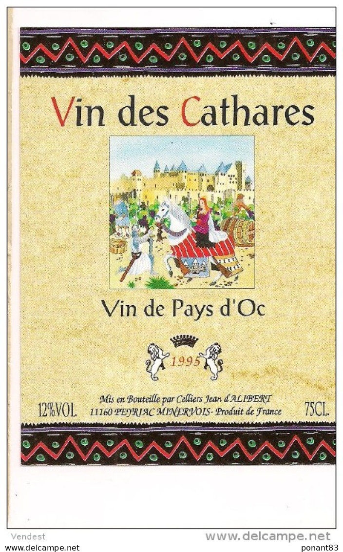 Etiquette Vin Des Cathares, Vin De Pays D'Oc 1995 - - Lots & Sammlungen