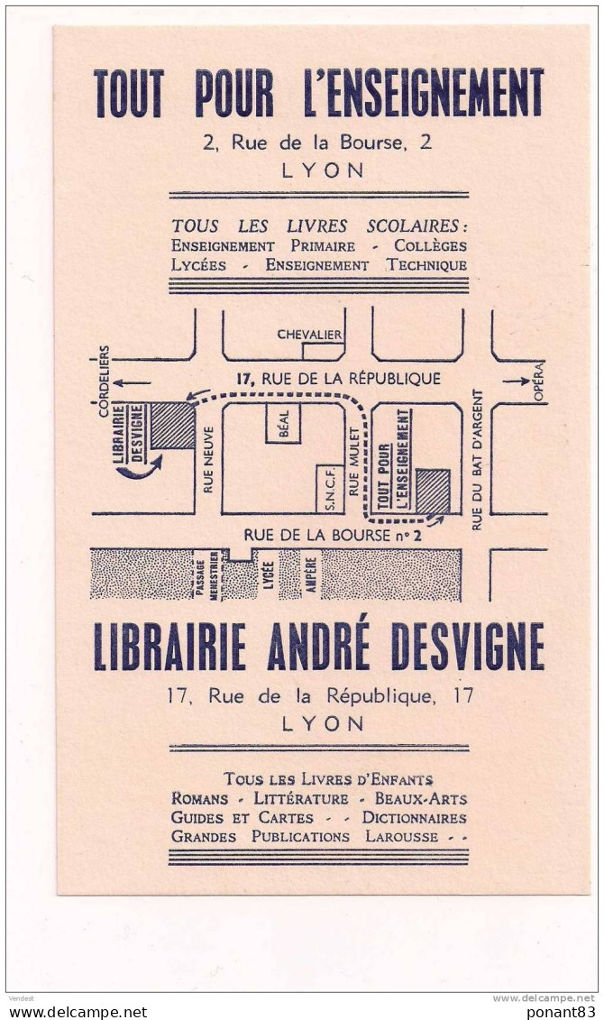 Buvard:  Librairie André DESVIGNE, 2 Rue De La Bourse, LYON - Stationeries (flat Articles)