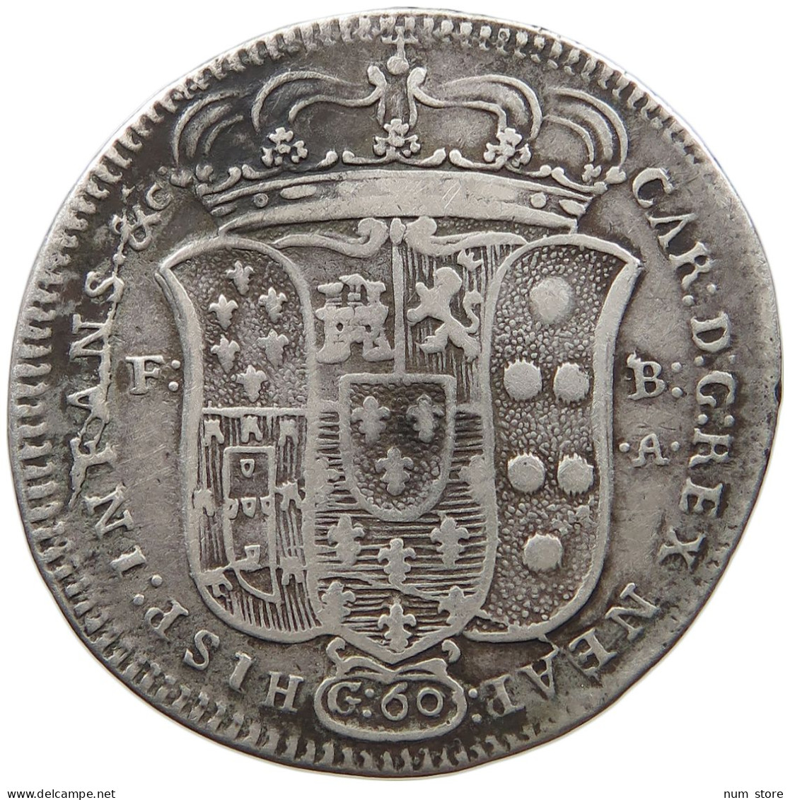 ITALY NAPLES 60 GRANA 1735 CHARLES III DE BOURBON (1734-1759) #MA 024262 - Napoli & Sicilia