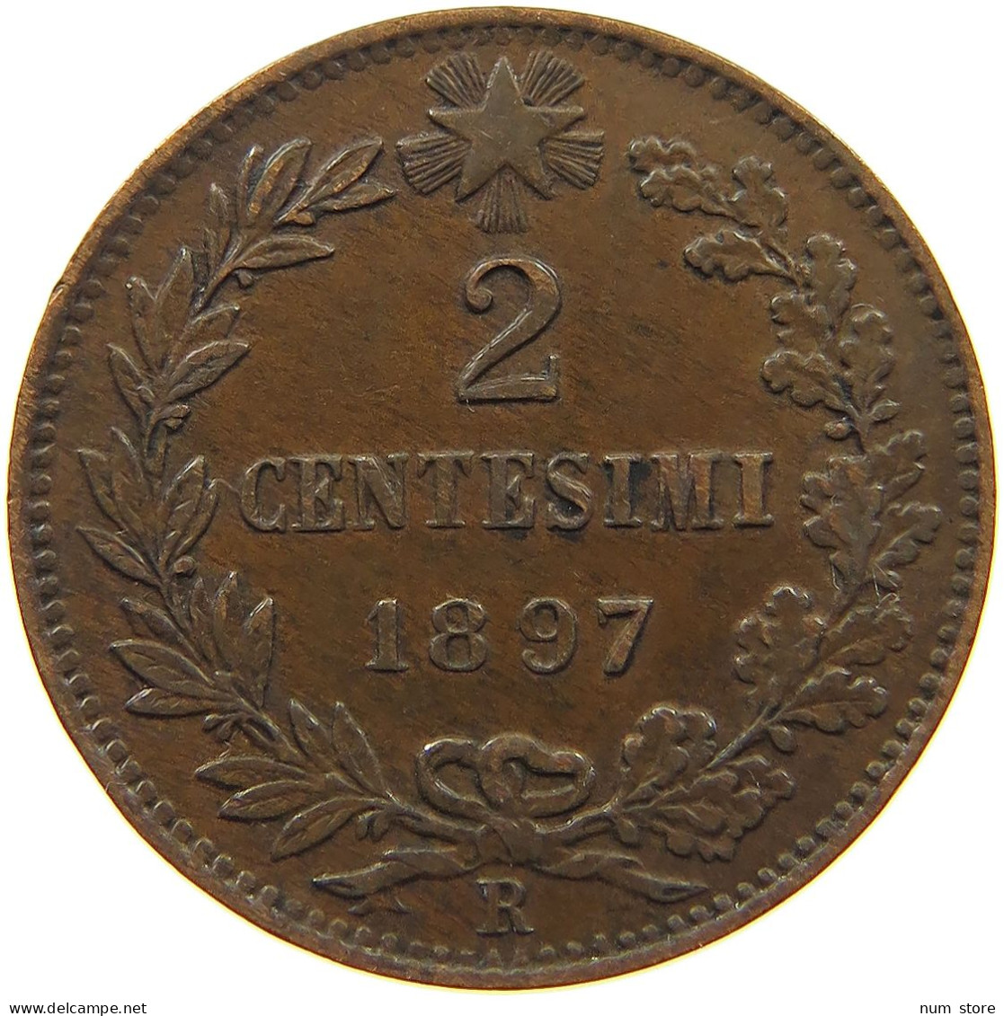 ITALY 2 CENTESIMI 1897 R UMBERTO I. 1878-1900 #MA 021825 - 1878-1900 : Umberto I