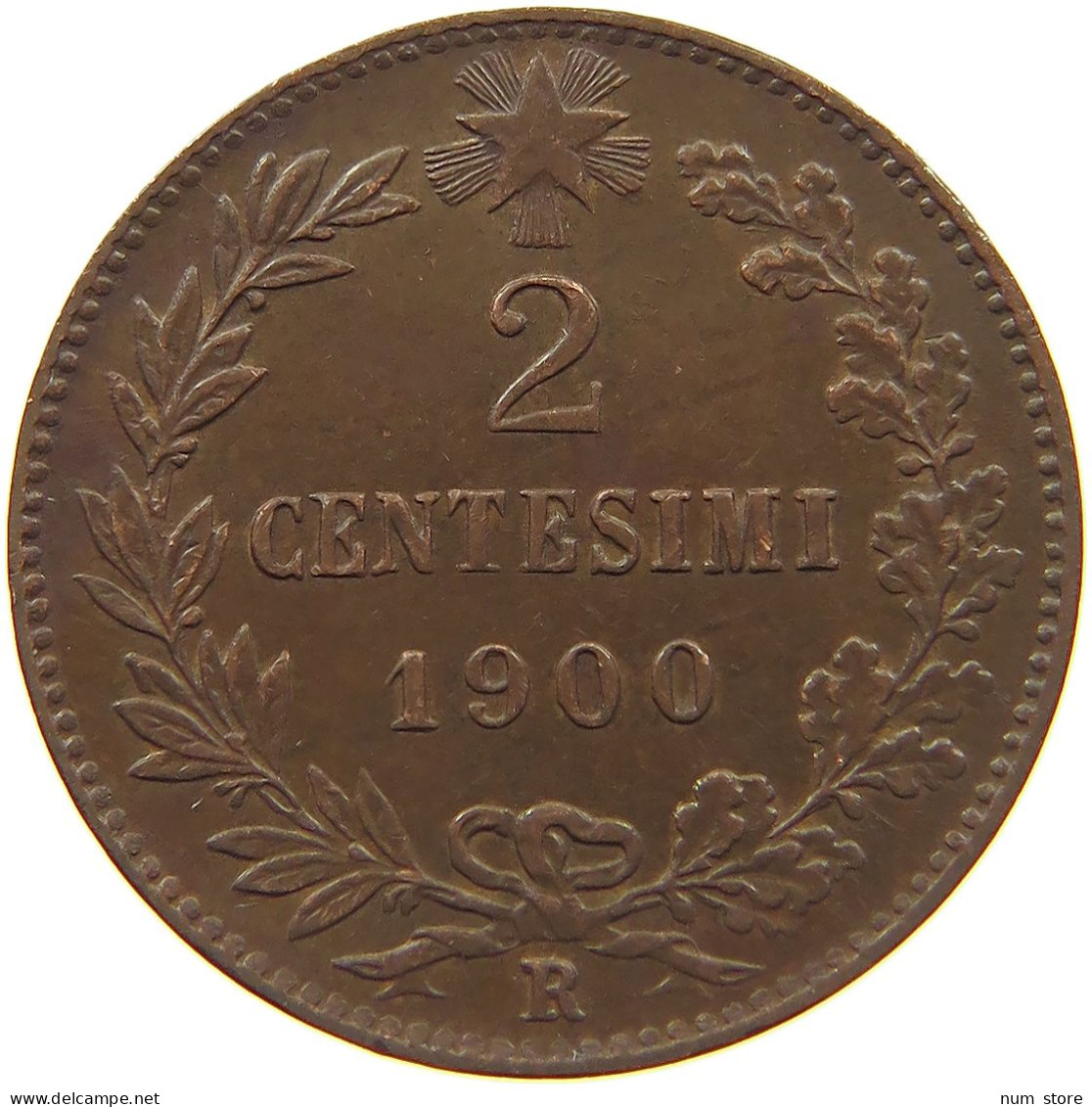 ITALY 2 CENTESIMI 1900 R UMBERTO I. 1878-1900 #MA 022590 - 1878-1900 : Umberto I