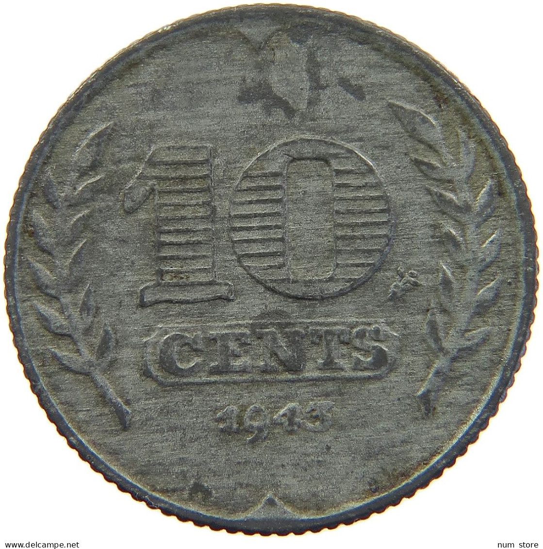 NETHERLANDS 10 CENTS 1943 WILHELMINA 1890-1948 #MA 067227 - 10 Cent