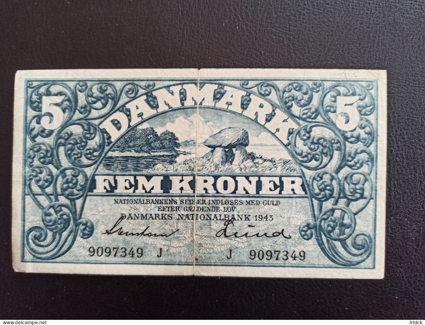 Billet Danemark 5 Kroner 1943 - Dänemark