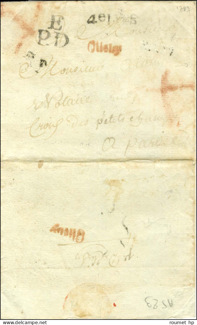 ' Clichy ' Rouge (L N° 130) Sur Lettre Sans Texte Datée Du 31 Décembre 1787 Pour Paris, Au Recto Marque De La Petite Pos - Autres & Non Classés