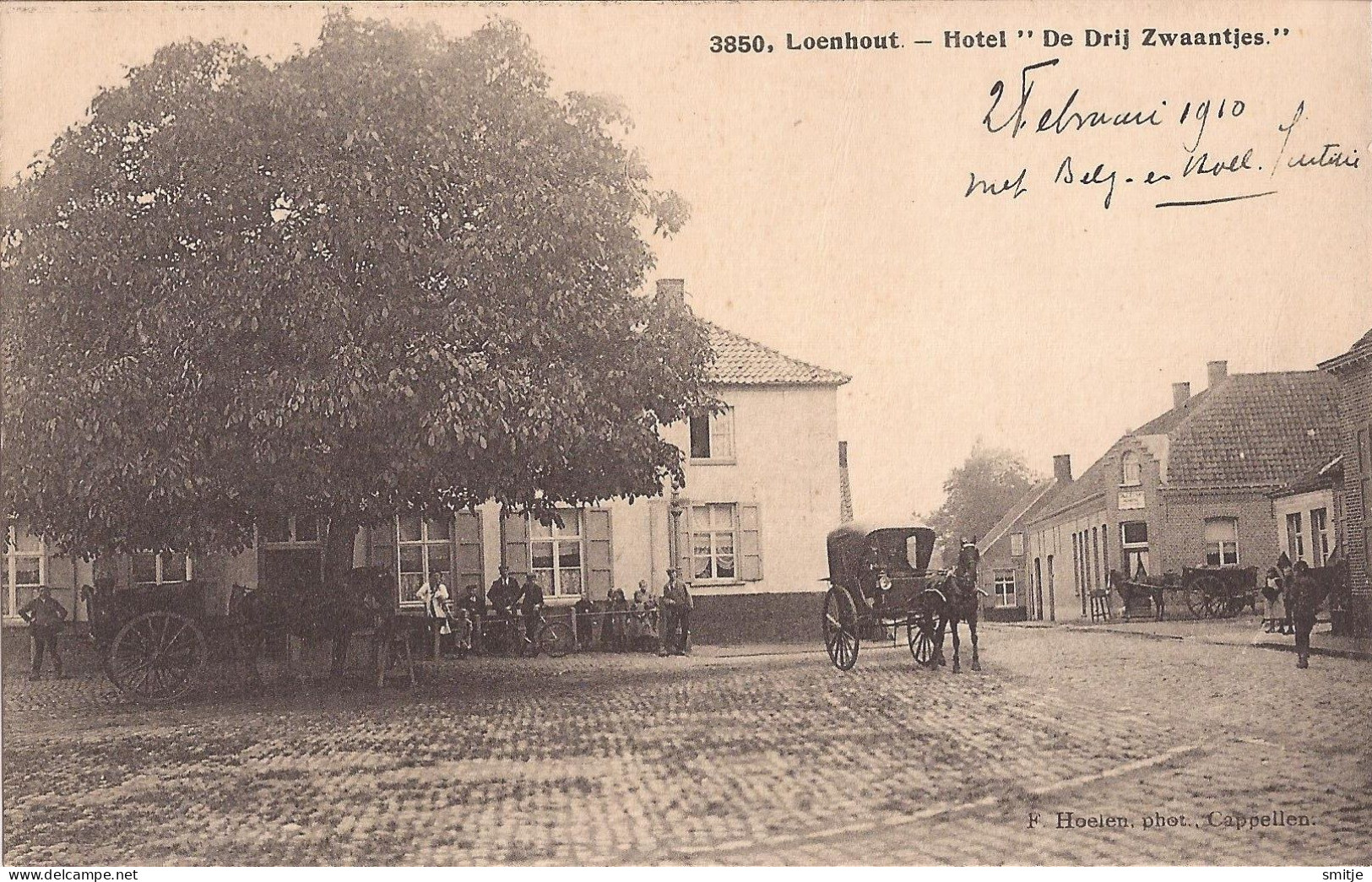 WUUSTWEZEL - LOENHOUT 1910 HOTEL CAFÉ DE DRIJ ZWAANTJES TERRAS RIJTUIG ATTELAGE - MOOIE ANIMATIE - HOELEN KAPELLEN 3850 - Wuustwezel