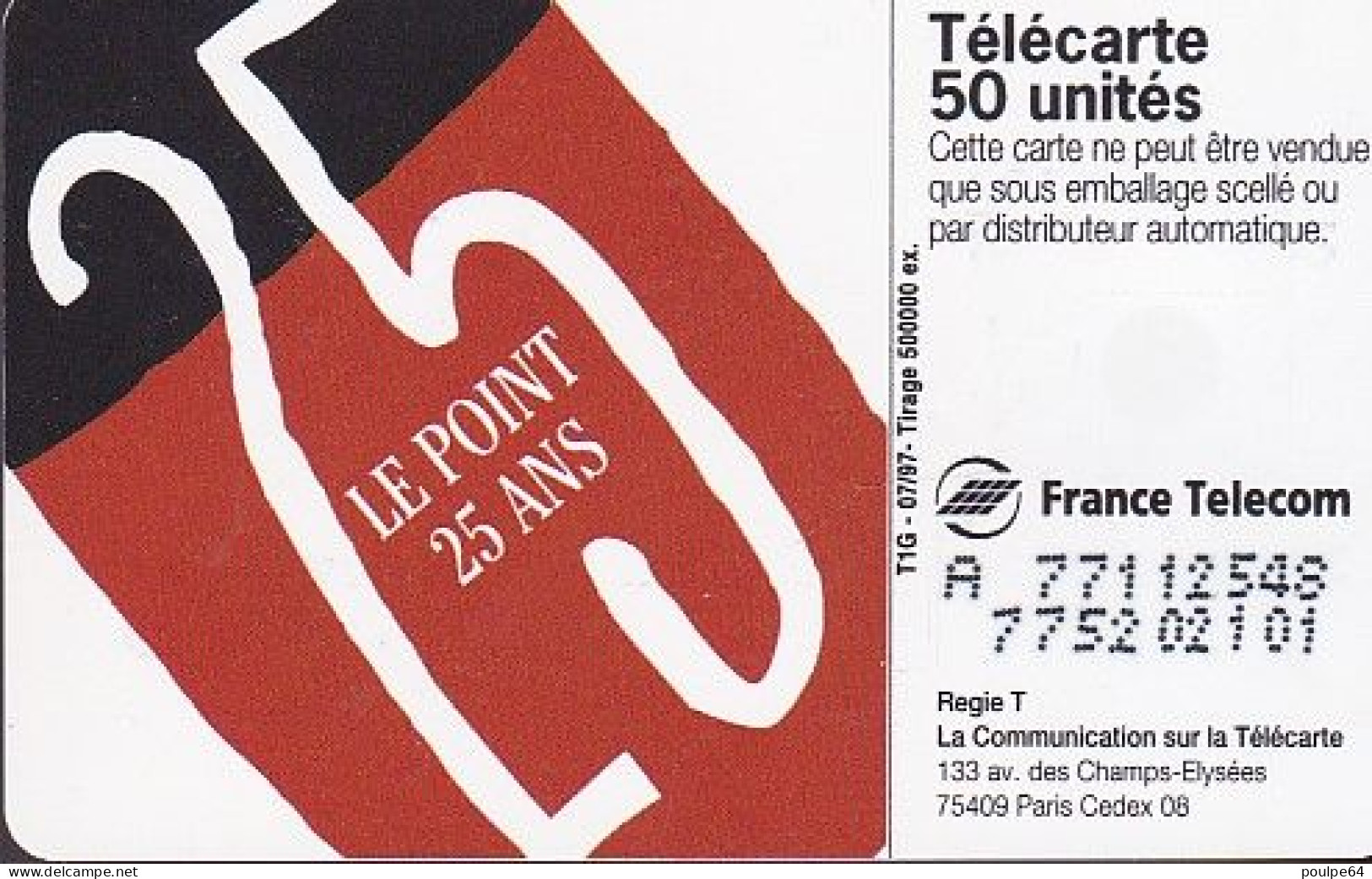 F767  07/1997 - LE POINT - 50 SO3  - (verso N° Deux Lignes - 2ème Ligne Vers La Droite) - 1997