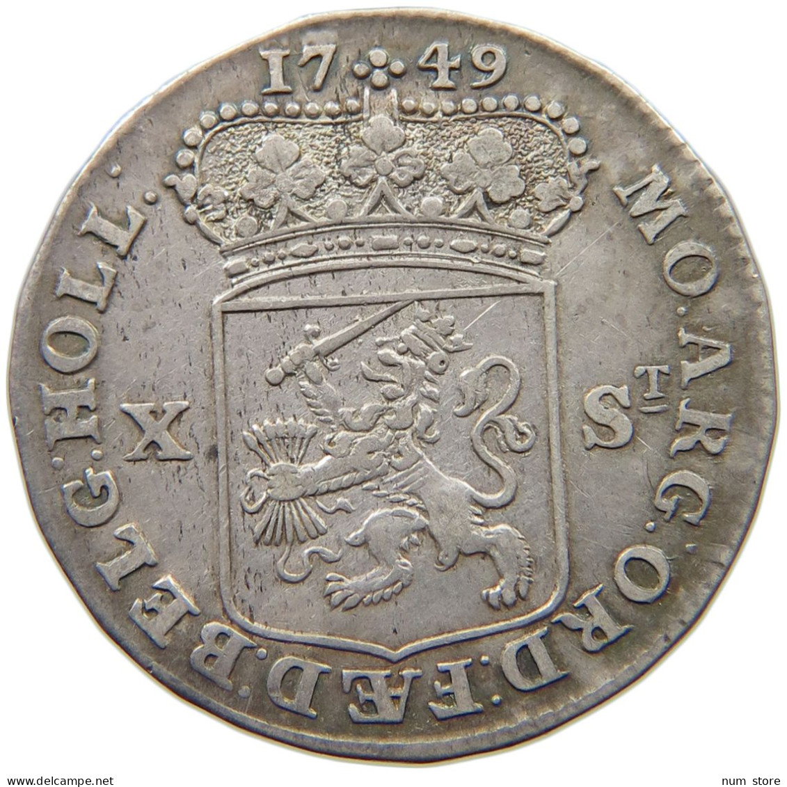 NETHERLANDS HOLLAND 10 STUIVERS 1749 KÖNIG #MA 003598 - Monnaies Provinciales