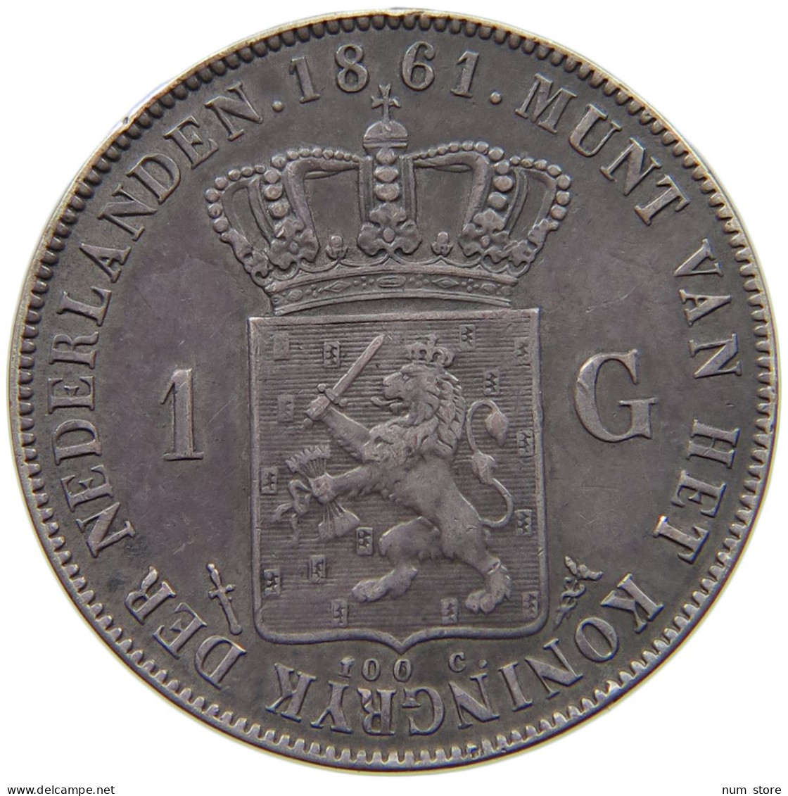 NETHERLANDS GULDEN 1861 WILHELM III. #MA 008969 - 1849-1890: Willem III.