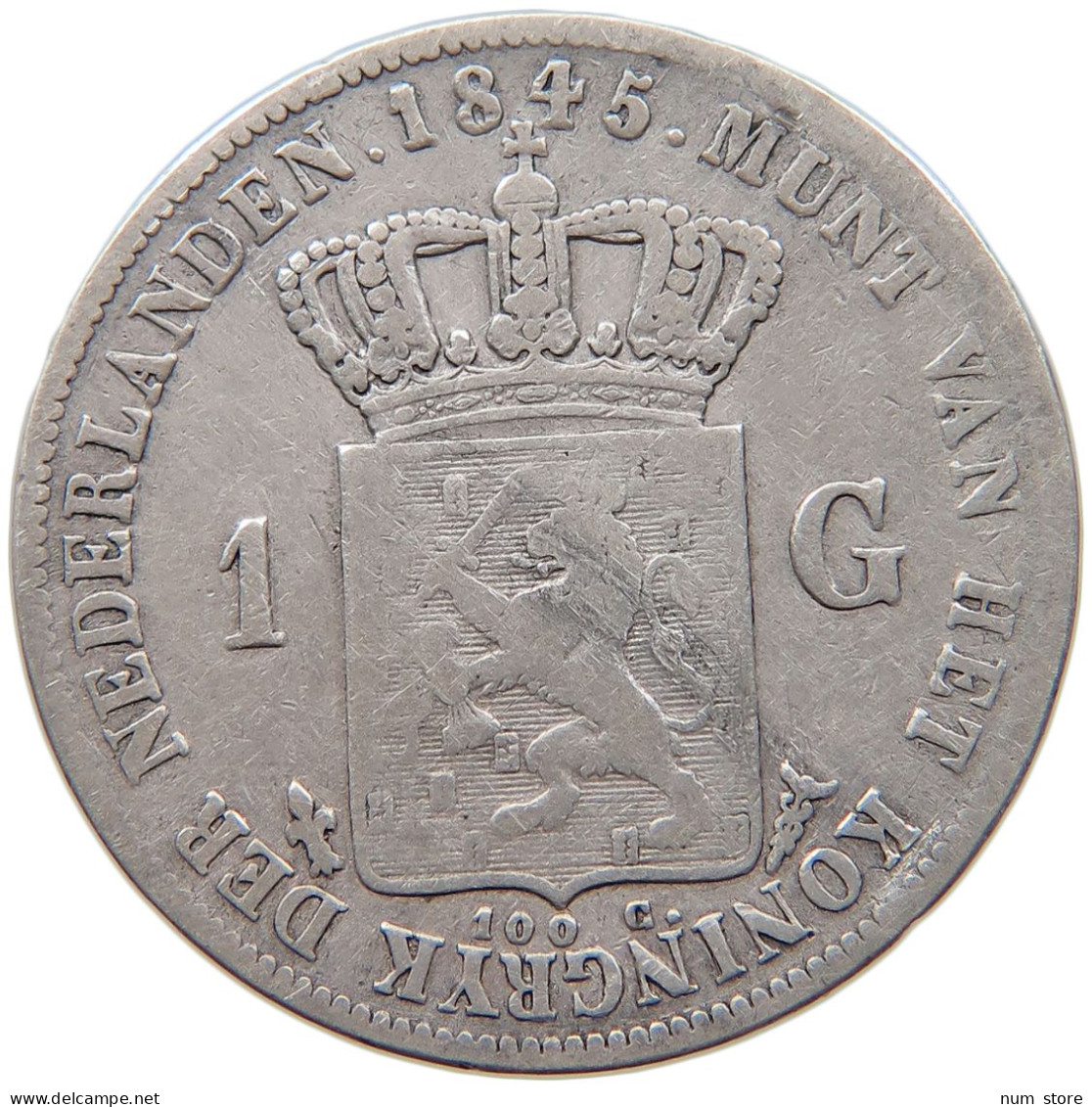 NETHERLANDS GULDEN 1845 WILLEM II., 1840-1849 #MA 065462 - 1840-1849: Willem II.