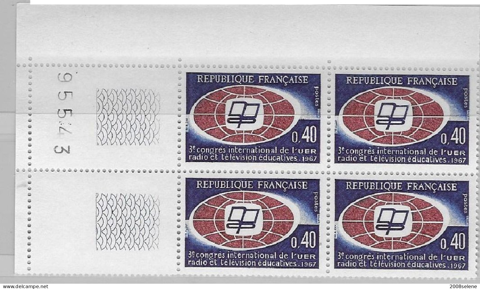 1967 Bloc De 4 Coin Numéroté Radiodiffusion   Neuf ** N°1515 - 1960-1969