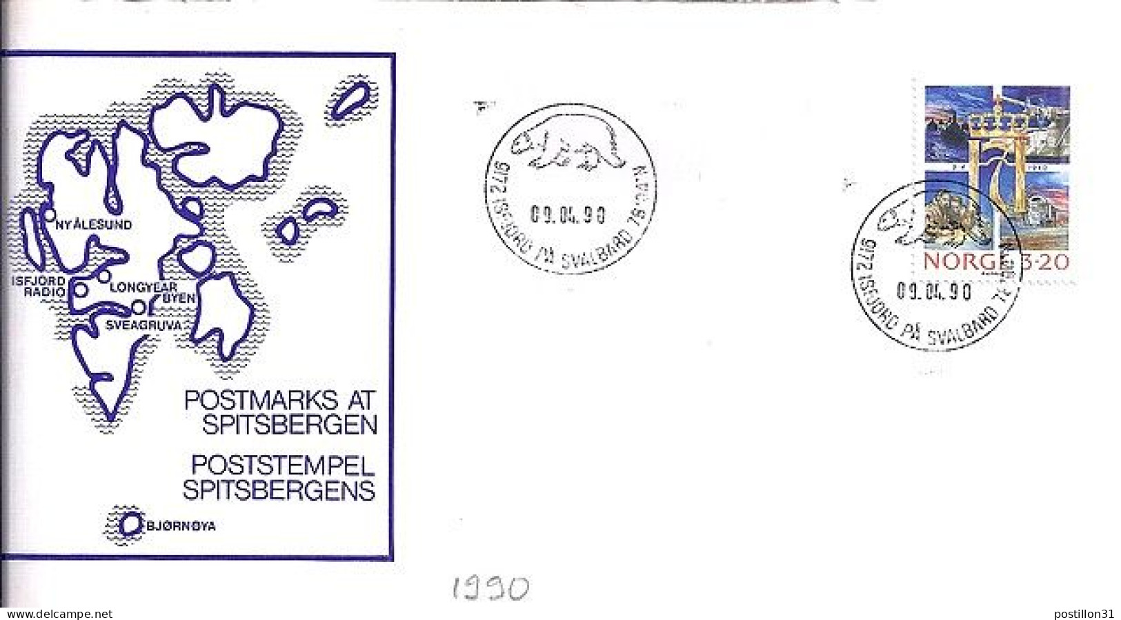 NORVEGE N° 999 S/L DU 9.4.90  - Cartas & Documentos