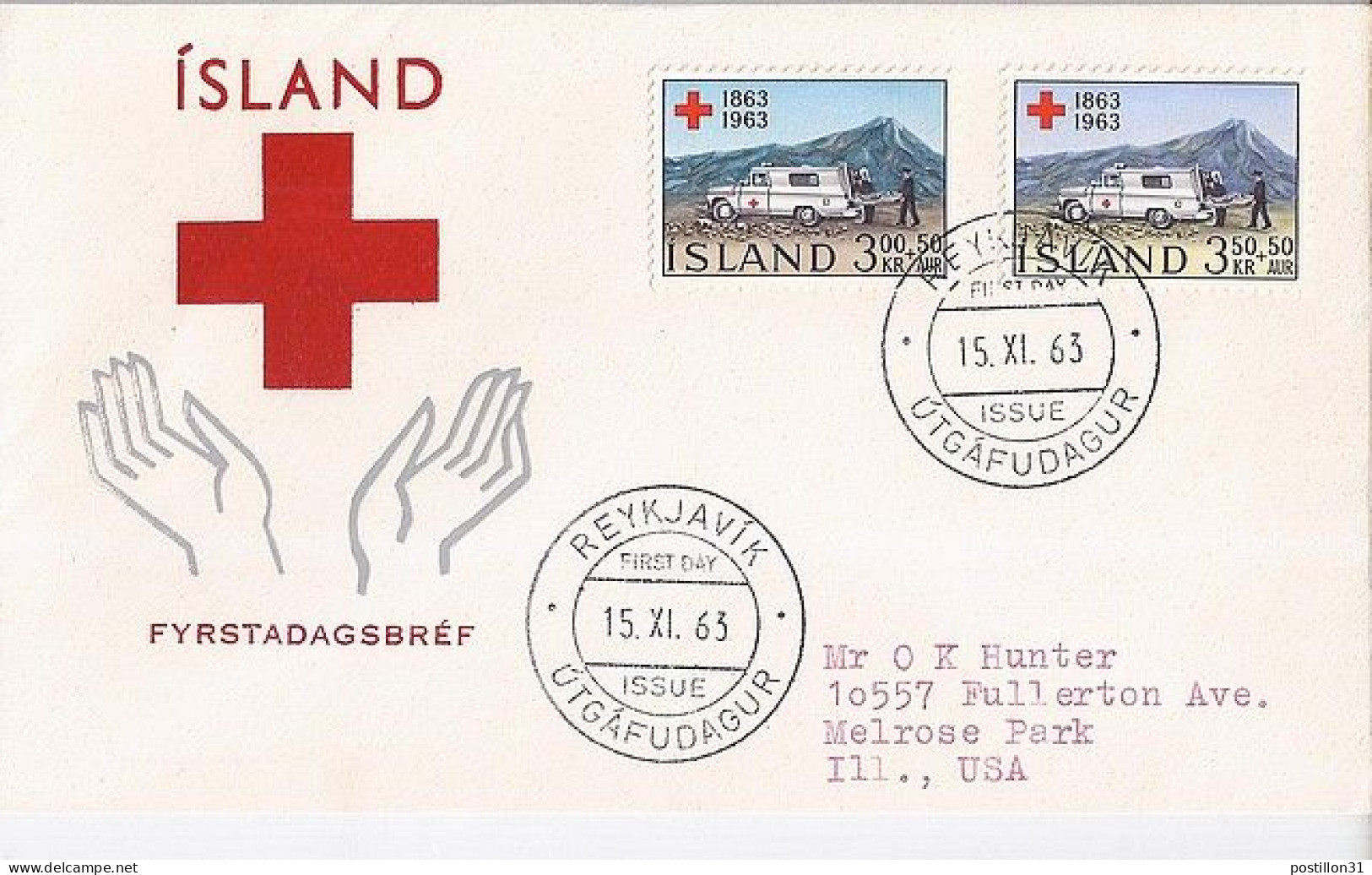 ISLANDE N° 330/331 S/L. DU 15.11.63 POUR LES USA - Covers & Documents