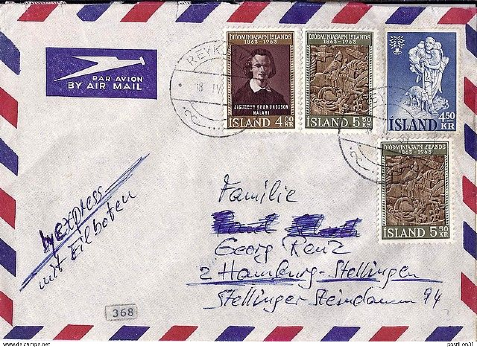 ISLANDE N° 300/323/324x2 S/L. DU 18.4.61 POUR L’ALLEMAGNE - Covers & Documents