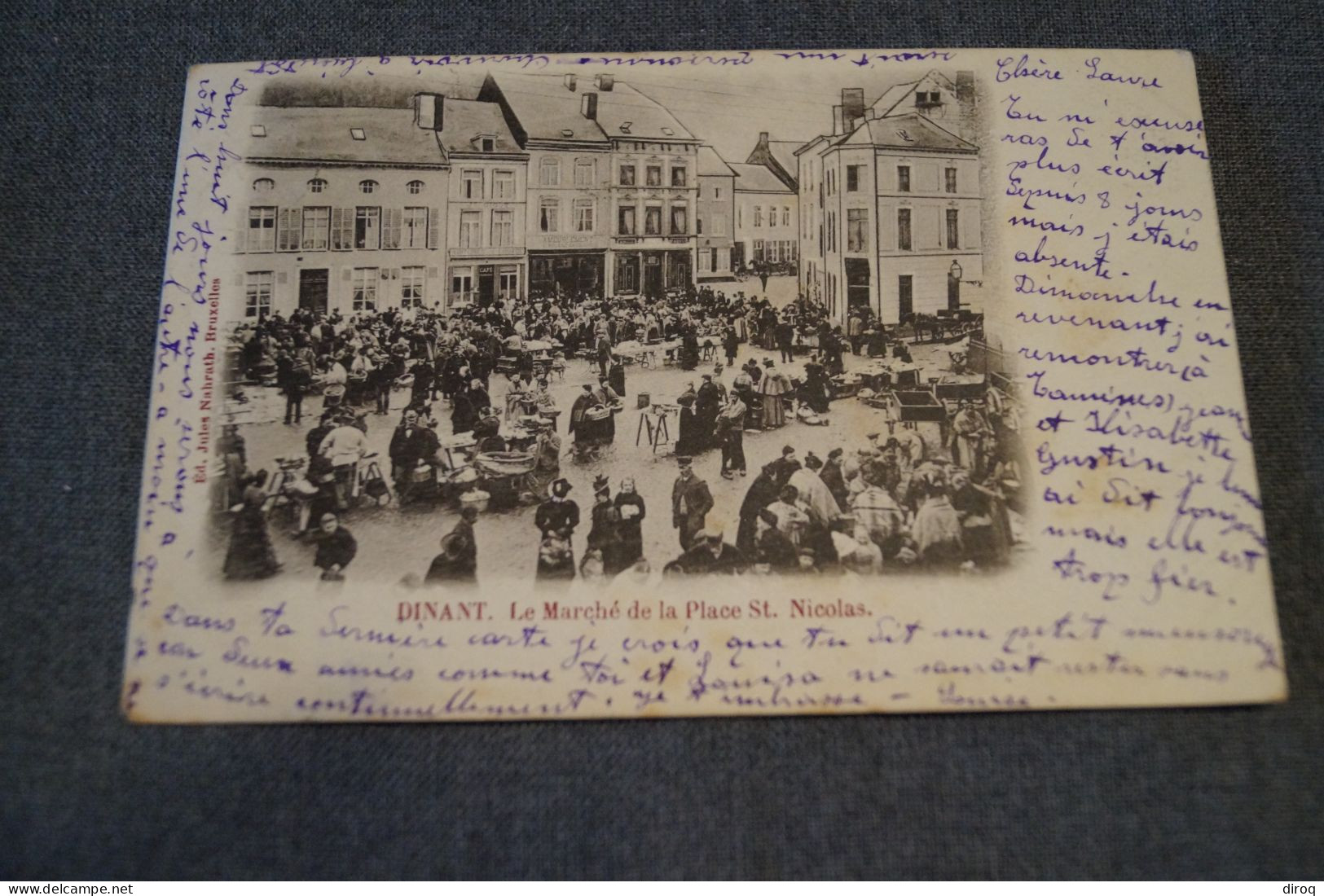 RARE,Dinant Le Marché De La Place Saint-Nicolas,1902,belle Carte Ancienne,originale Pour Collection - Dinant