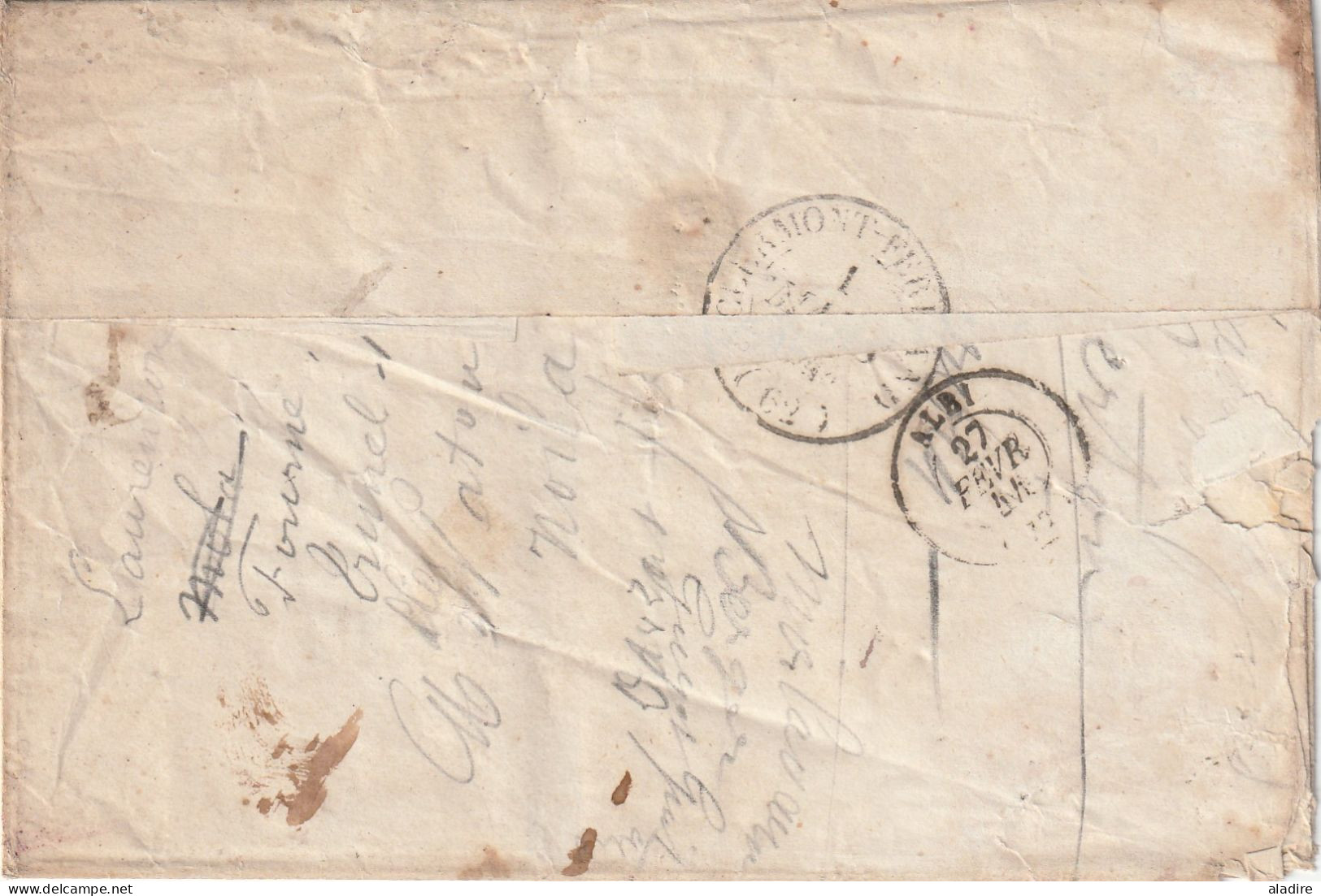 1844 - Enveloppe Pliée De MAZAMET, Tarn (fleurons Simples) Vers CLERMONT FERRAND - POSTE RESTANTE - 1801-1848: Precursors XIX