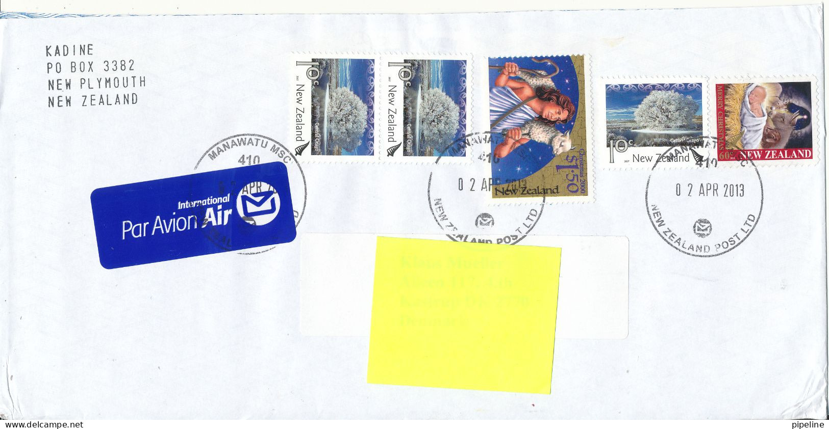 New Zealand Cover Sent To Denmark 2-4-2013 Topic Stamps - Covers & Documents