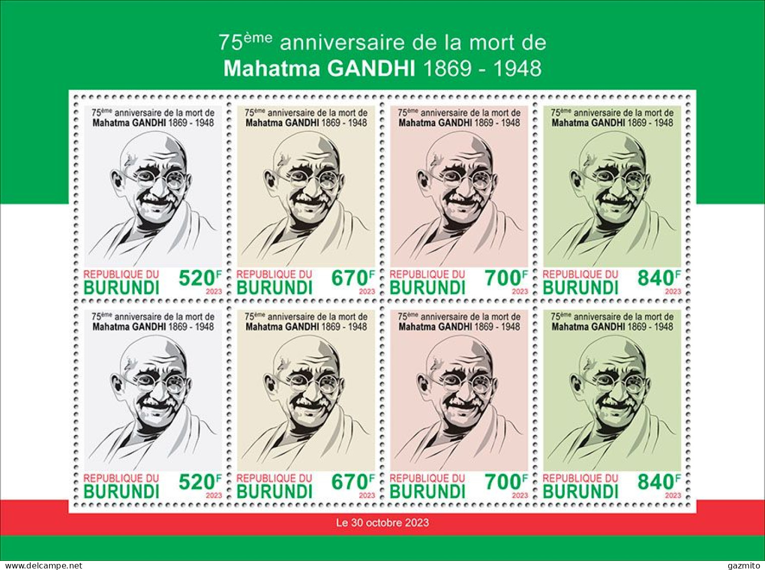 Burundi 2023, Gandhi, Sheetlet - Ungebraucht