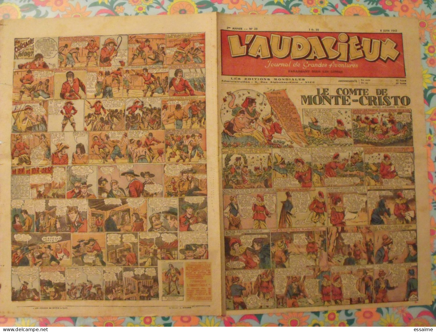 5 Numéros De L'Audacieux De 1942. Le Comte De Monte-Cristo, Le Roi Du Far-west, Christophe Colomb. A Redécouvrir - Autres & Non Classés