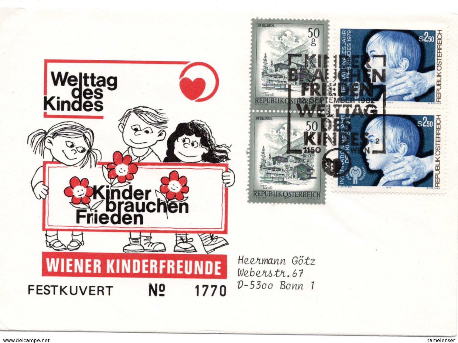 60742 - Österreich - 1982 - 2@S2,50 Jahr Des Kindes MiF A Bf WIEN - ... WELTTAG DES KINDES -> Westdeutschland - Autres & Non Classés