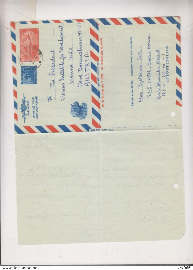 INDIA, 1972 NEW DELHI  Airmail Postal Stationery To Austria - Luftpost