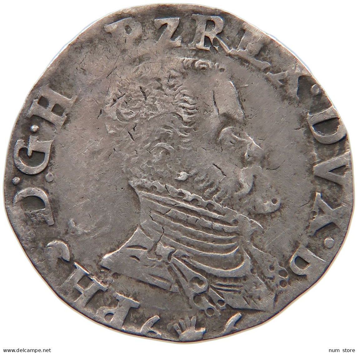 SPANISH NETHERLANDS 1/5 PHILIPSDAALDER ECU ESCUDO 1566 FELIPE II. 1556-1598 ANTWERP #MA 103996 - Pays Bas Espagnols