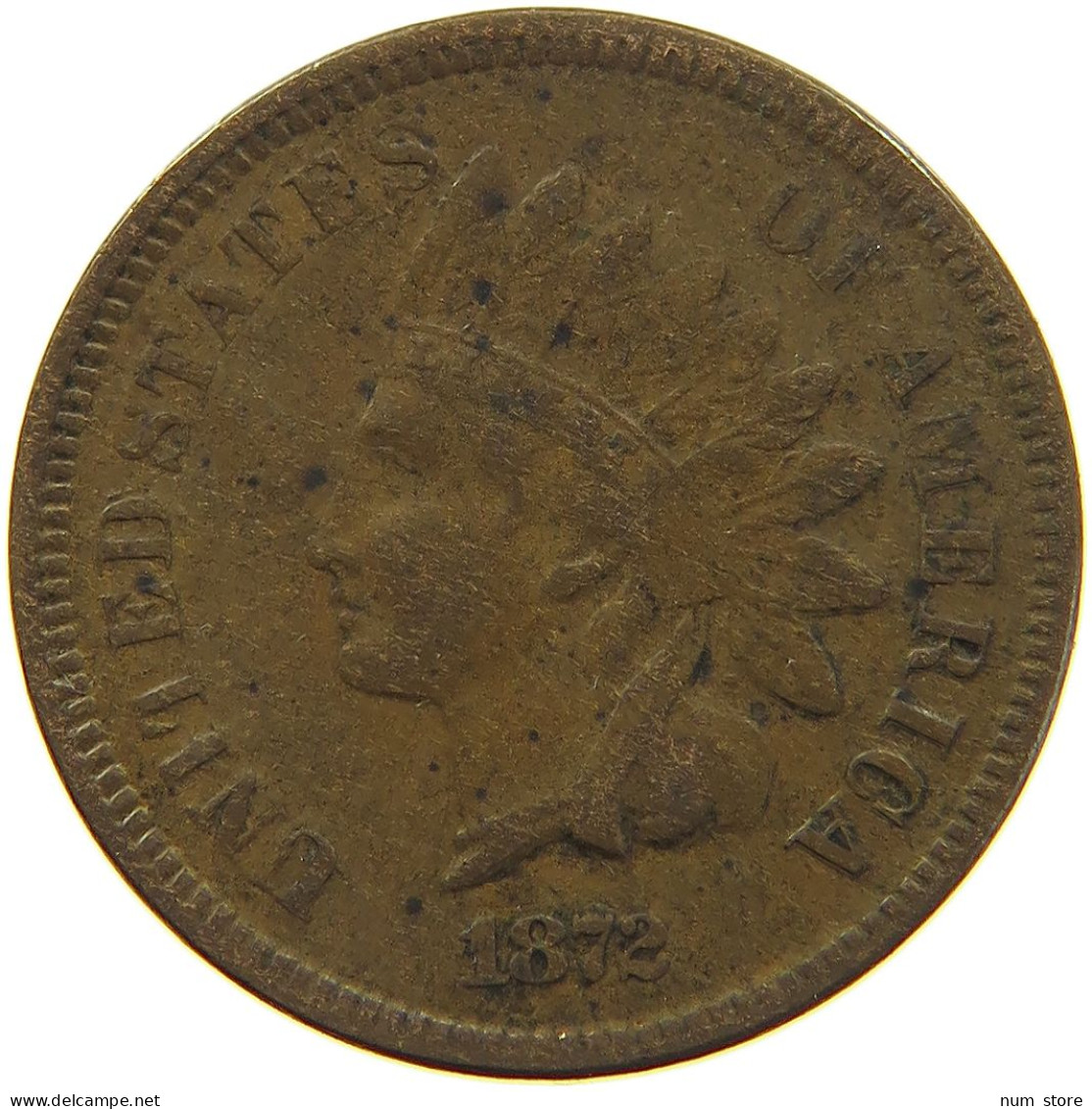 UNITED STATES OF AMERICA CENT 1872 INDIAN HEAD #MA 103876 - 1859-1909: Indian Head