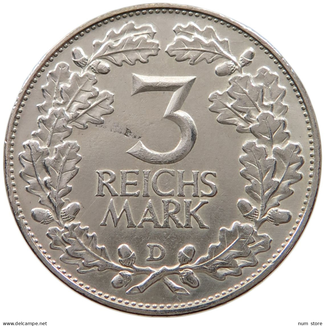 WEIMARER REPUBLIK 3 MARK 1925 D  #MA 002192 - 3 Mark & 3 Reichsmark