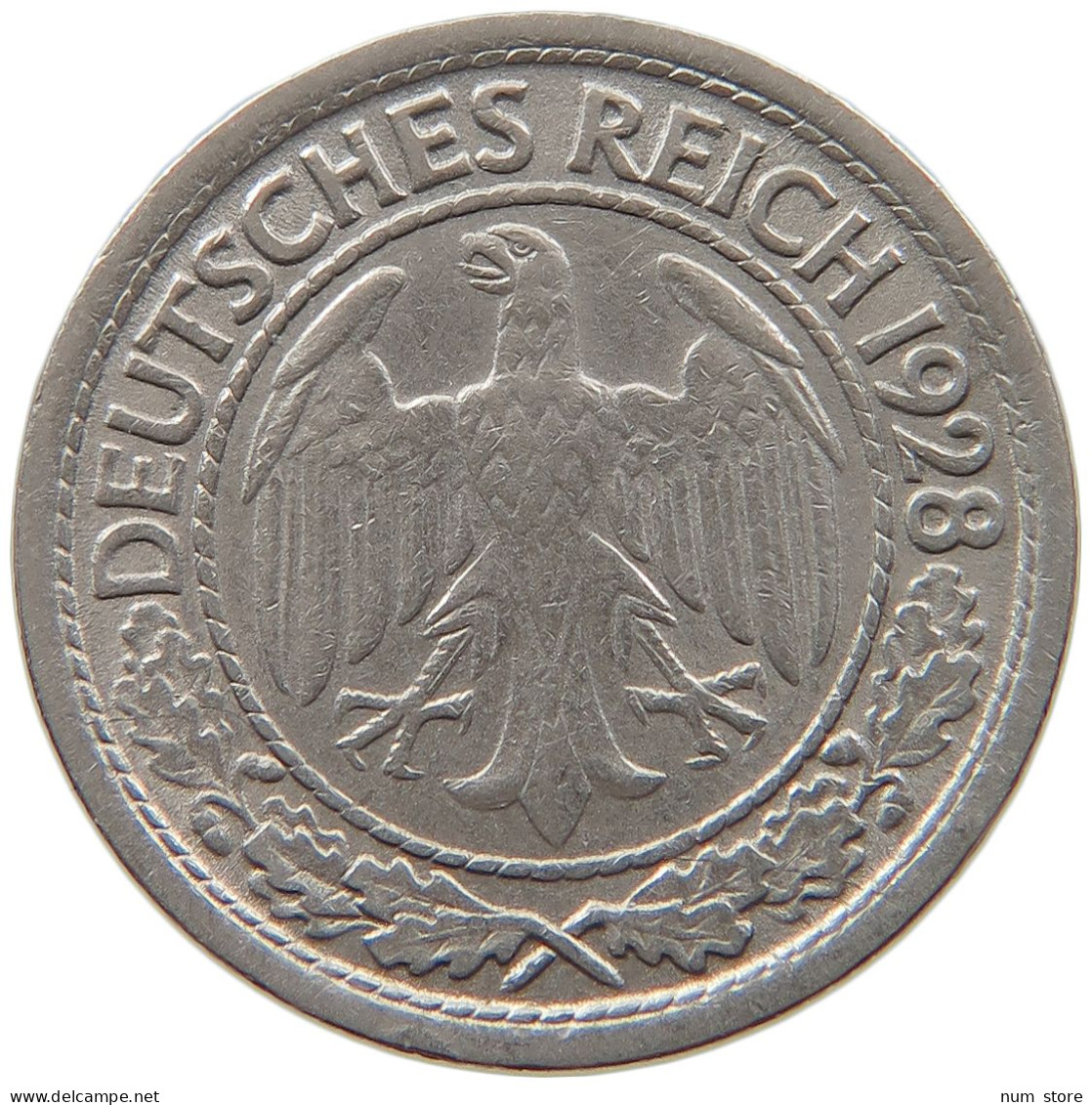 WEIMARER REPUBLIK 50 REICHSPFENNIG 1928 J  #MA 099465 - 50 Rentenpfennig & 50 Reichspfennig