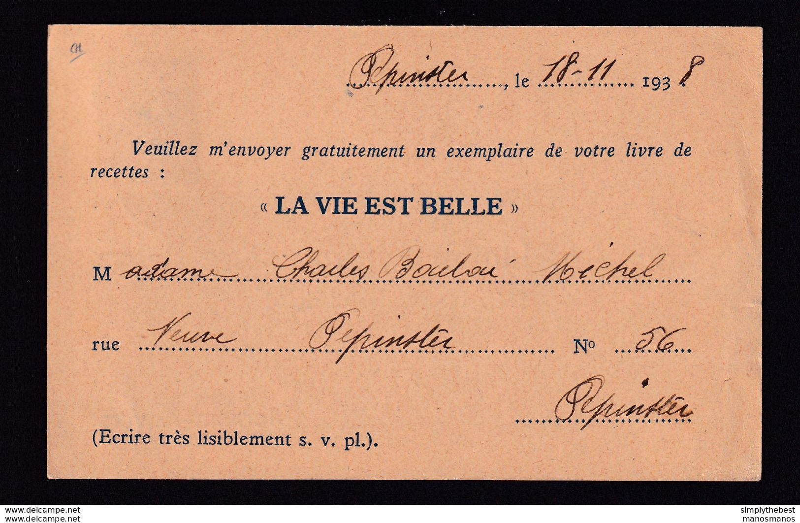 DDZ 545 - Carte Privée TP Sceau Etat Ambulant HERBESTHAL-BRUXELLES 7 En 1938 Vers MERXEM - Origine PEPINSTER - Ambulante Stempels
