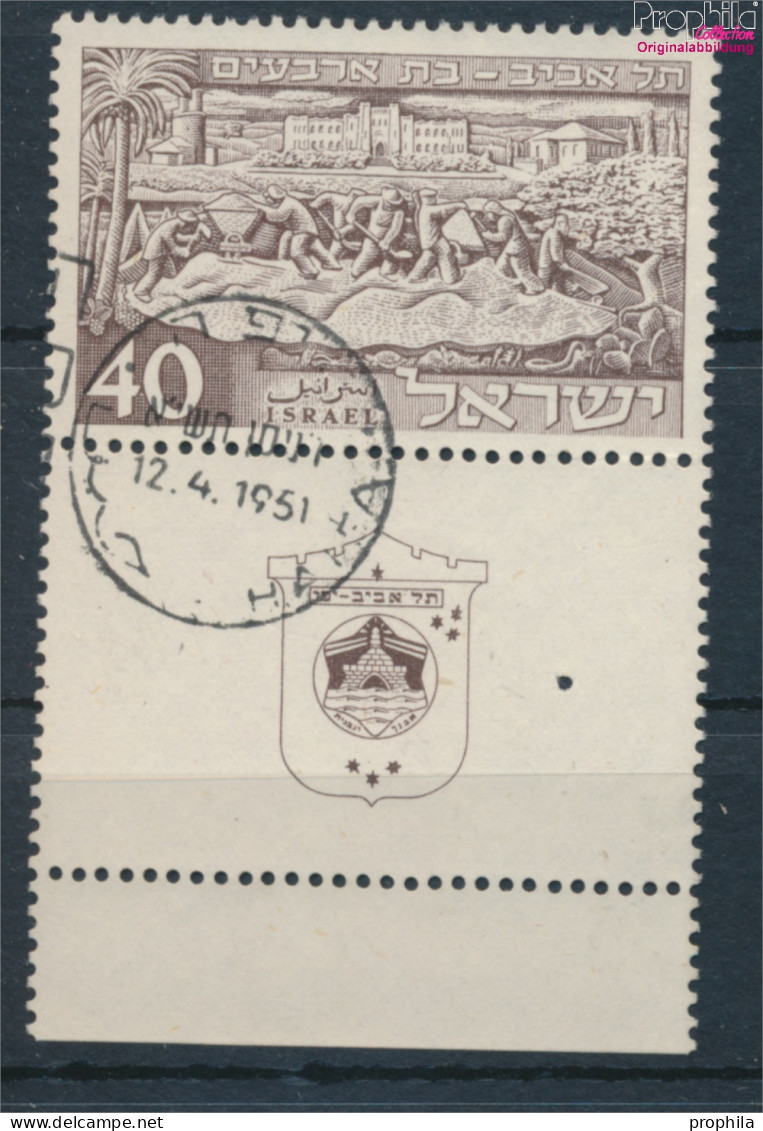 Israel 55 Mit Tab (kompl.Ausg.) Gestempelt 1951 Tel Aviv (10256649 - Oblitérés (avec Tabs)