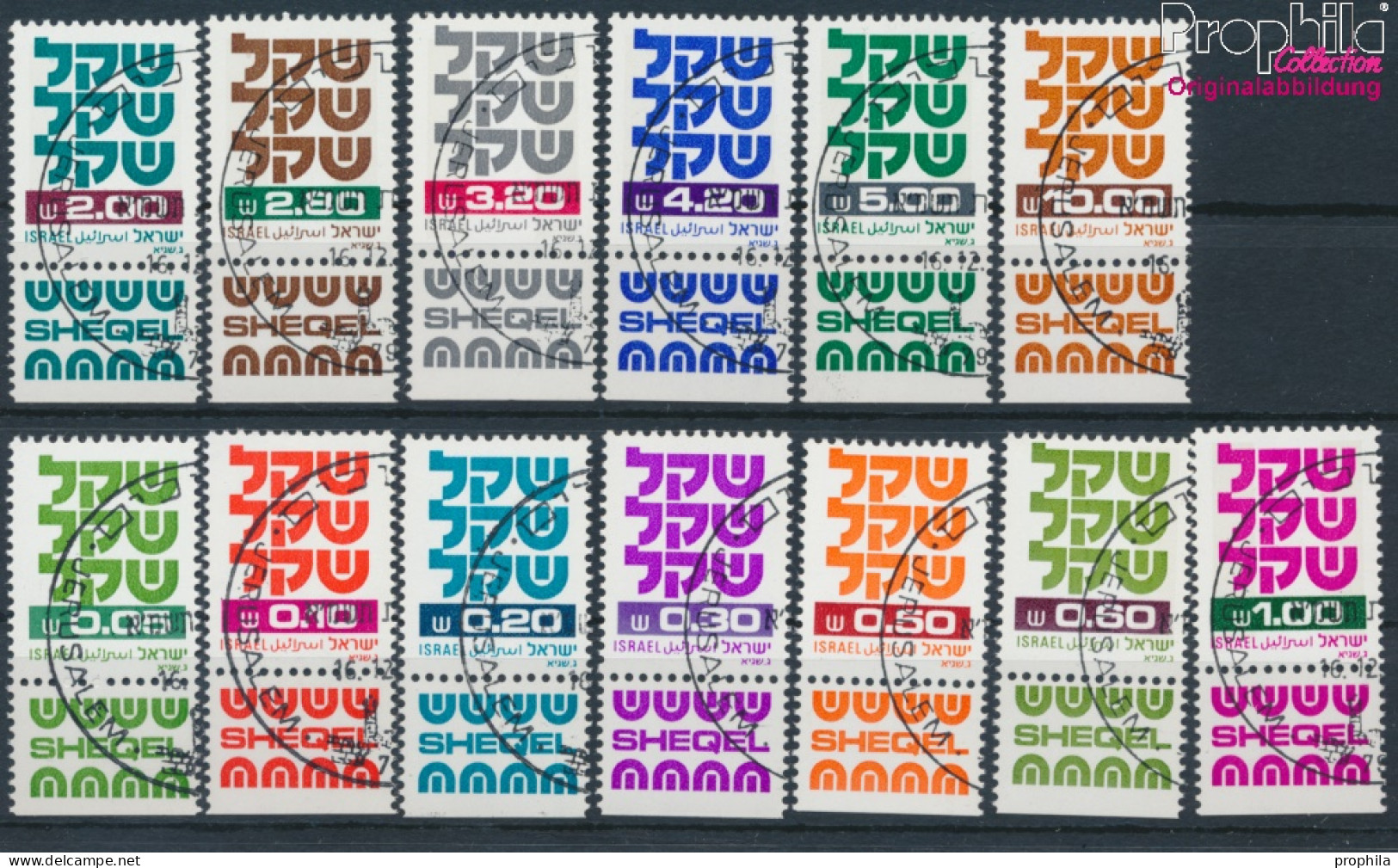 Israel 829-841 Mit Tab (kompl.Ausg.) Gestempelt 1980 Freimarken: Schekel (10256615 - Used Stamps (with Tabs)