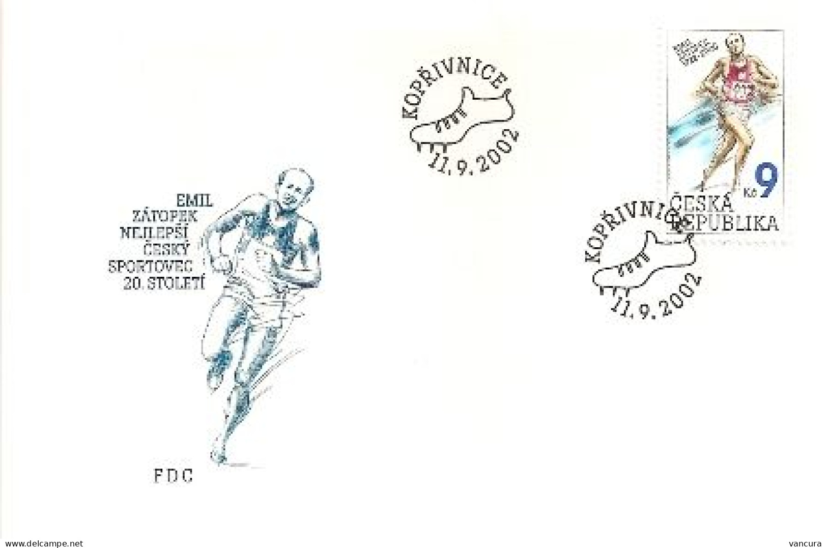 FDC 332 Czech Republic Emil Zatopek, Czech Athlete Of The Century 2002 - FDC