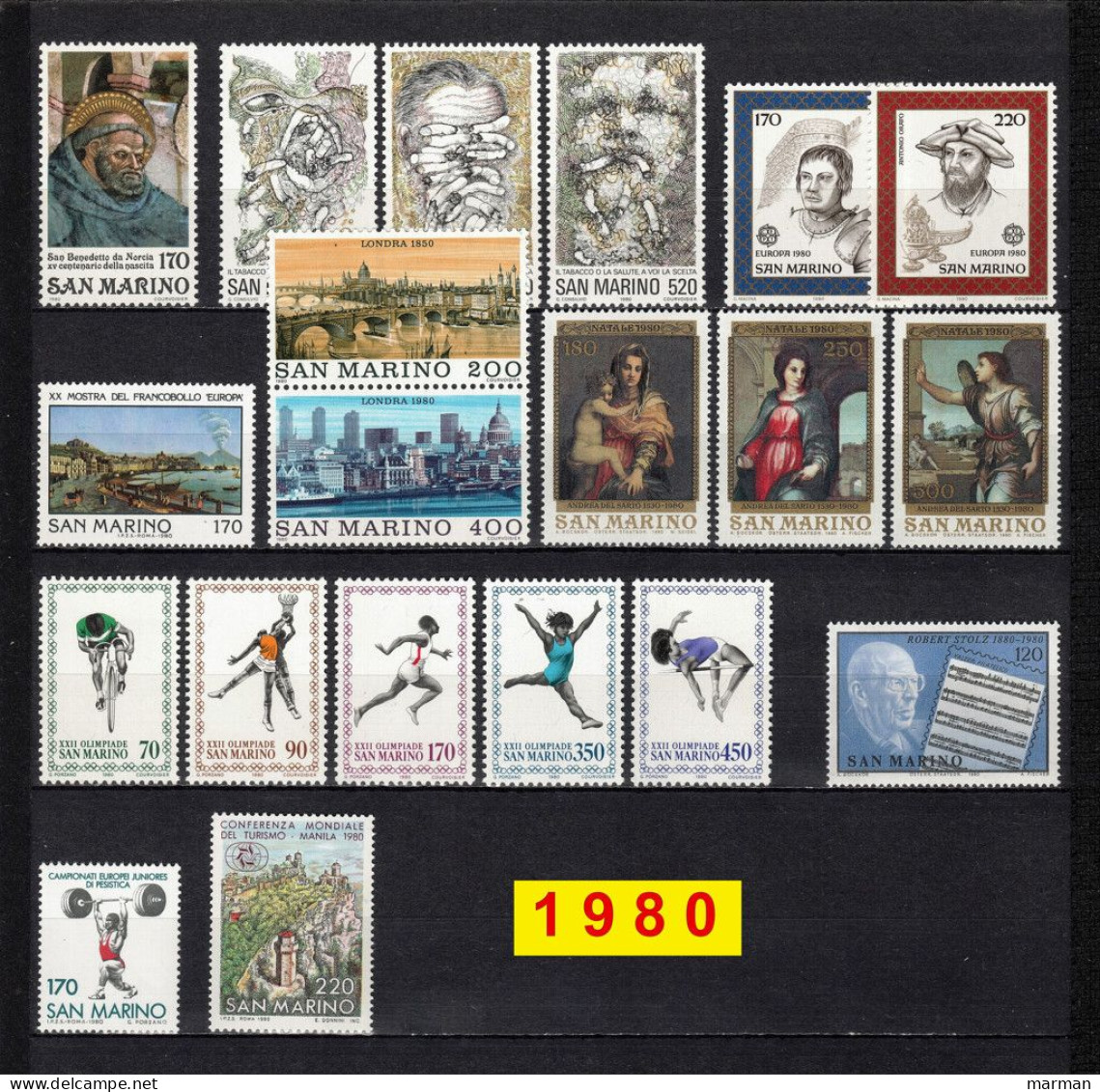 SAN MARINO 1976/1980 annate COMPLETE fbolli nuovi **/MNH