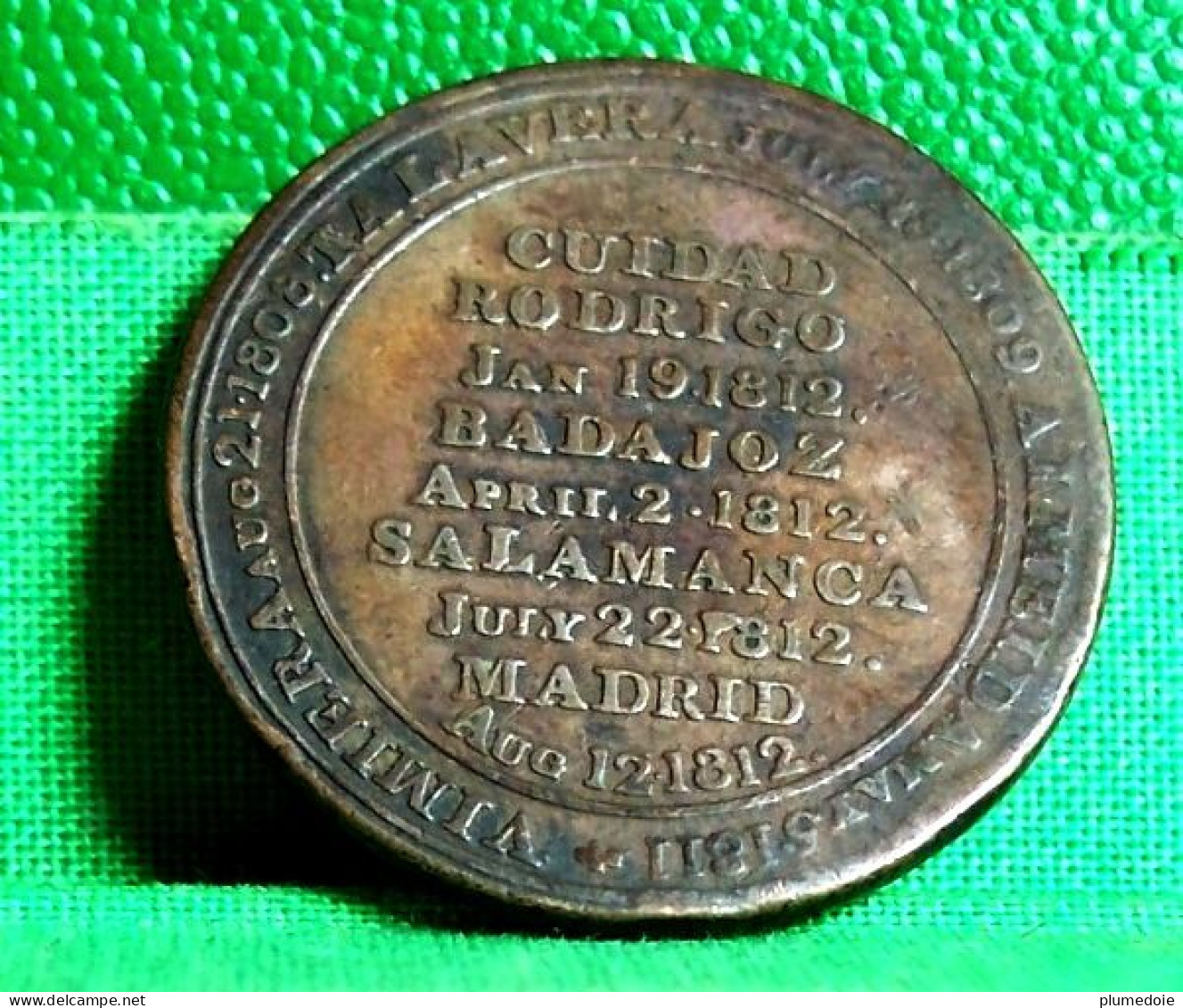 1812 CUIDAD RODRIGO BADAJOZ SALAMANCA PENINSULAR WAR 1/2 PENNY TOKEN Duke Of Wellington , JETON GUERRE Vs NAPOLEON 1° - B. 1/2 Penny