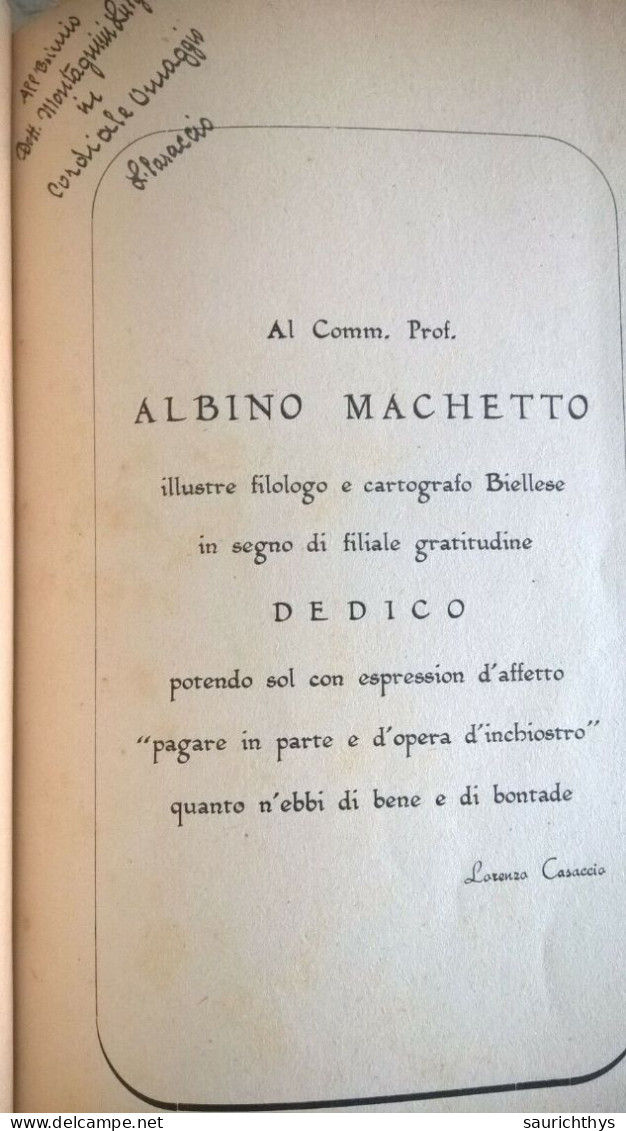Lorenzo Casaccio Insegnante Poesie Con Autografo SATEB Biella 1953 Biellese - Poesía