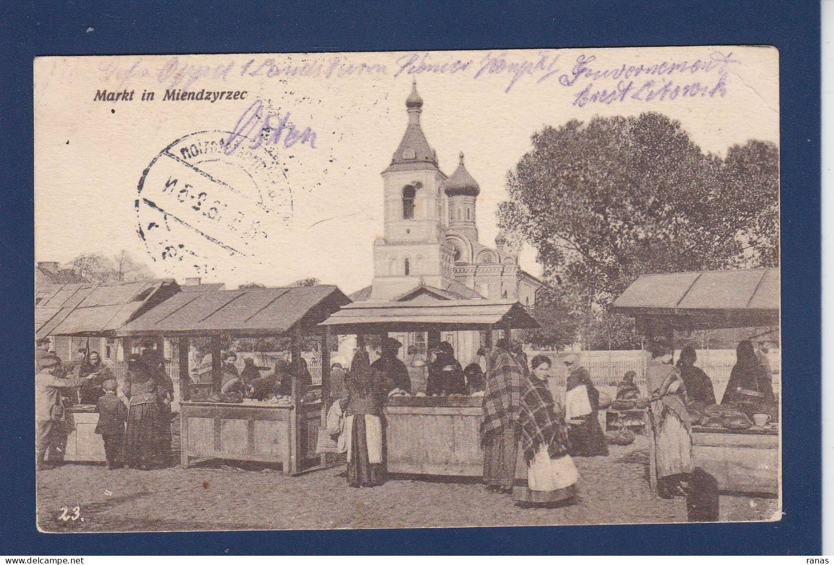 CPA Pologne Polskie Polen Polska Poland MIENDZYRZEC Voir Scan Du Dos Marché Market - Polen