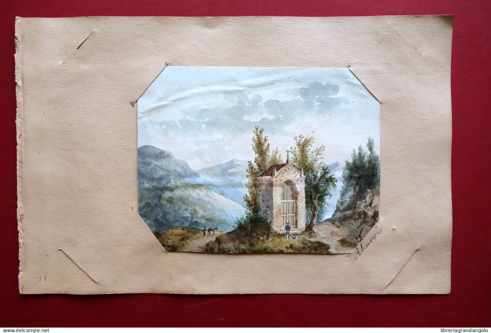 Giuseppe Alinovi Acquerello Originale Veduta Santuario '800 Parma - Watercolours