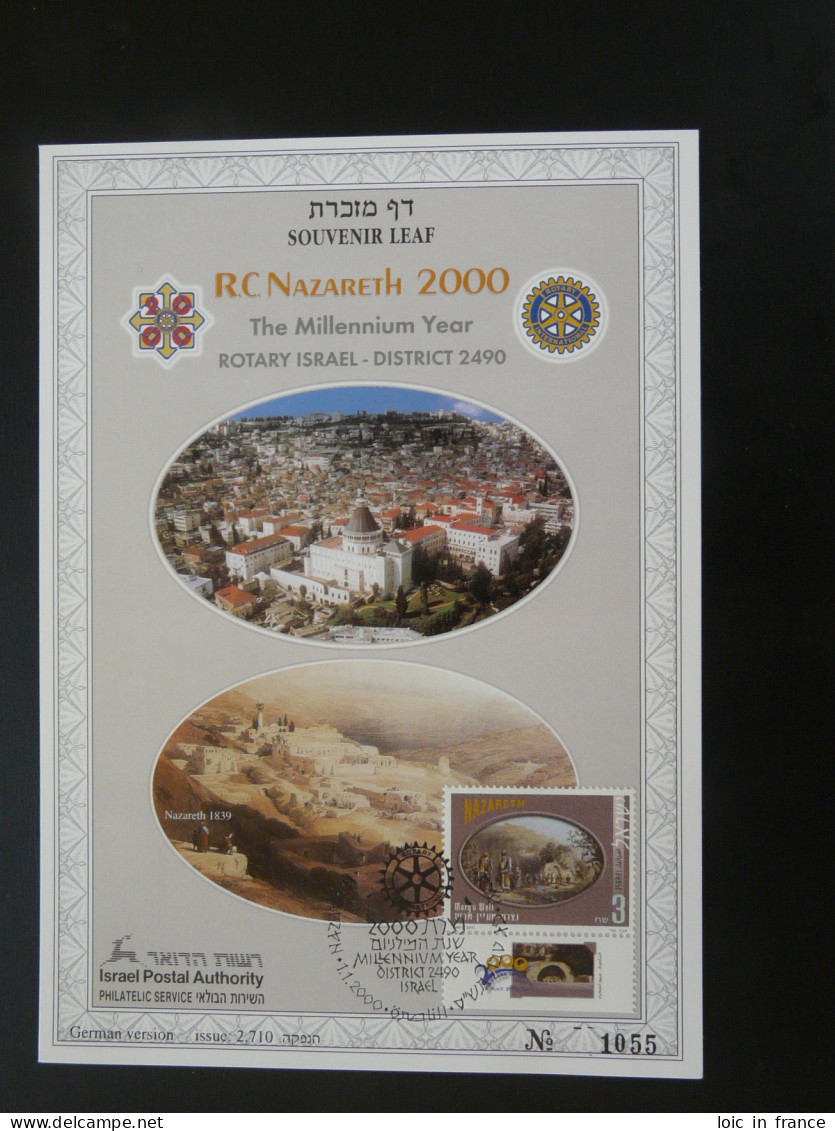 Encart Folder Souvenir Leaf Rotary International Nazareth Israel 2000 - Lettres & Documents