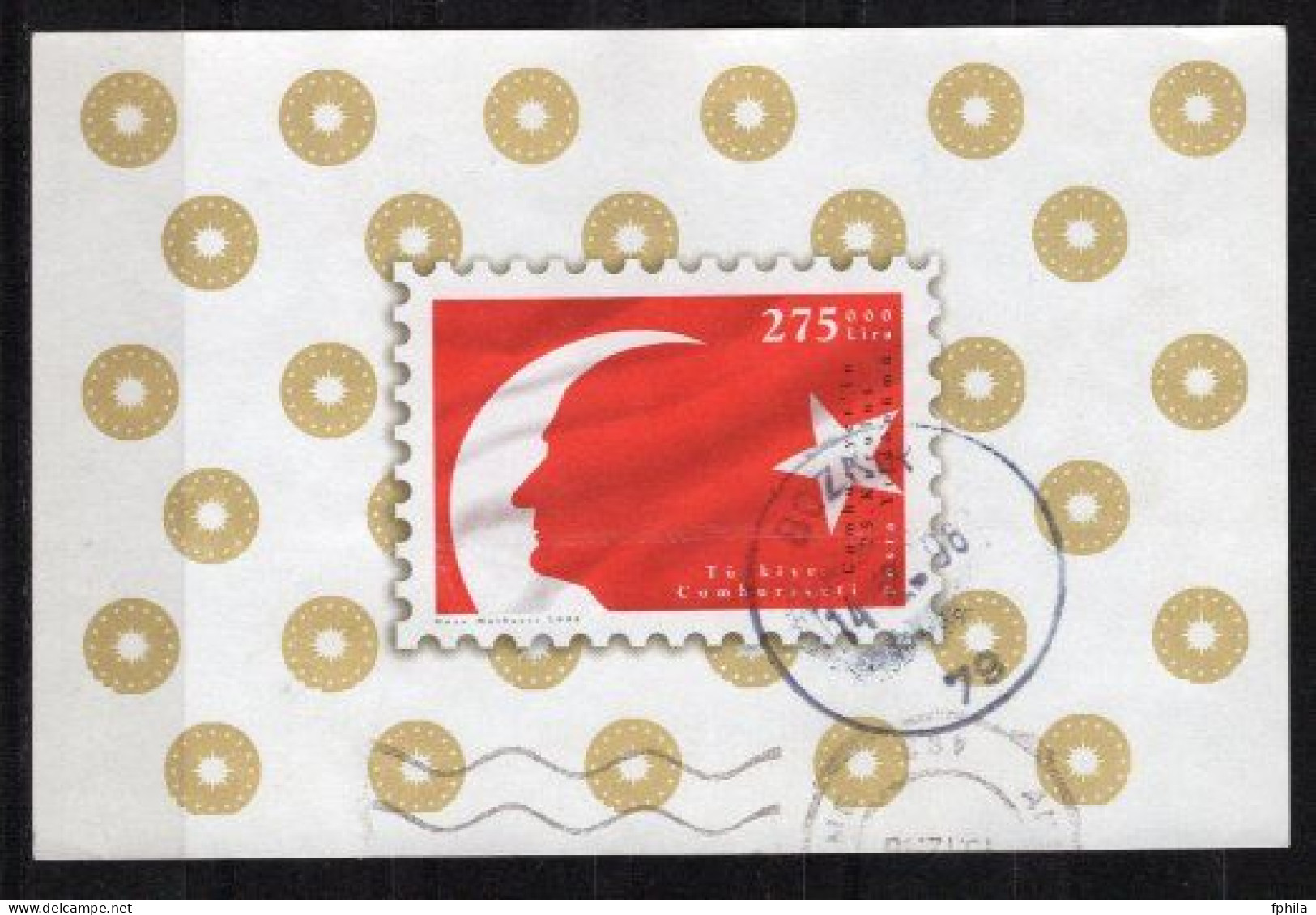 1998 TURKEY 75TH ANNIVERSARY OF THE FOUNDATION OF TURKISH REPUBLIC SOUVENIR SHEET USED - Blokken & Velletjes