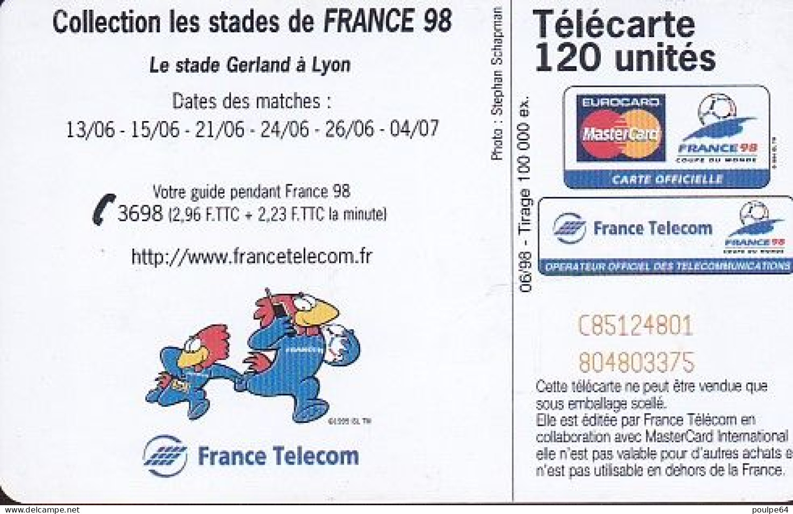 F875  06/1998 - LYON " Stade Gerland " - 120 SC7 - 1998